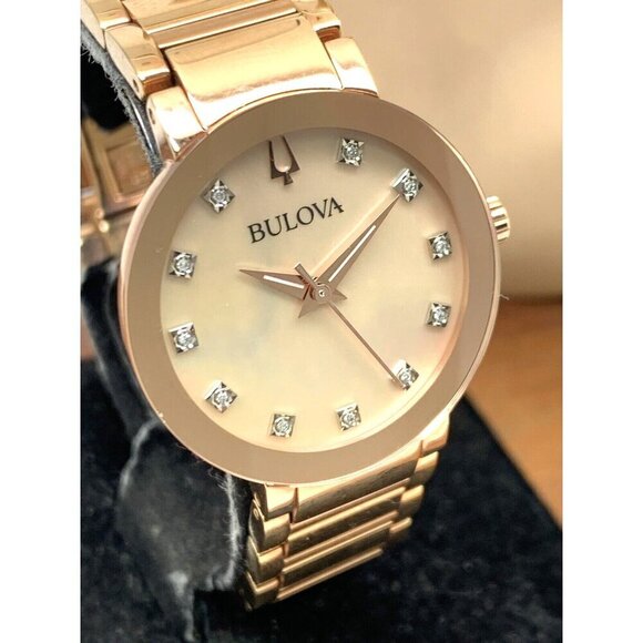 Bulova Women's Watch 97P132 Quartz Diamond Dial Rose Gold Stainless Stee… - Picture 14 of 15